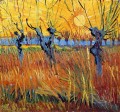 Pollard Willows and Setting Sun Vincent van Gogh